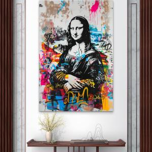 Mona Lisa Street Art Tempered Glass Wall Decor, Graffiti Pop Art Print