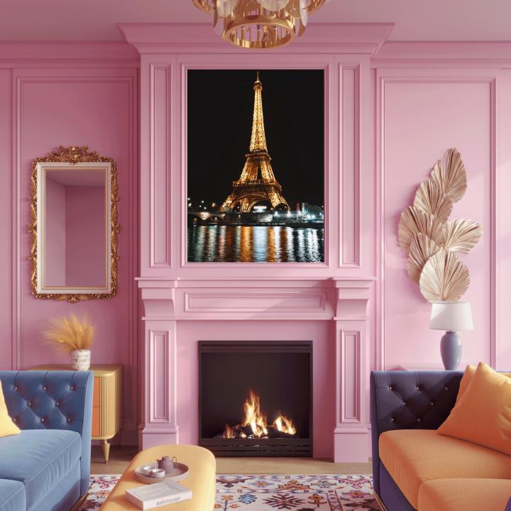 Eiffel Tower Glass Wall Art, Surreal Paris Cityscape Decor,Tempered Glass Print