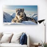 Snow Leopard Tempered Glass Wall Art, Wild Animal Large Glass Printing