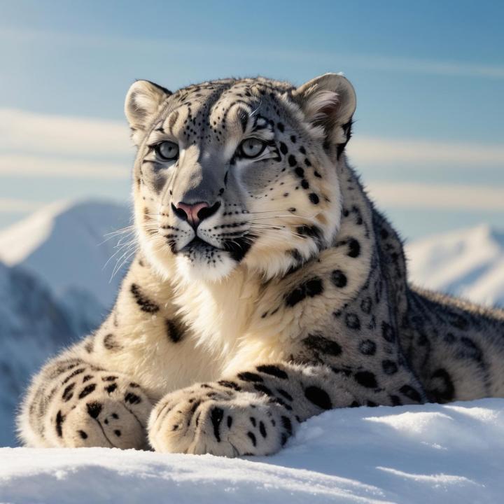 Snow Leopard Tempered Glass Wall Art, Wild Animal Large Glass Printing