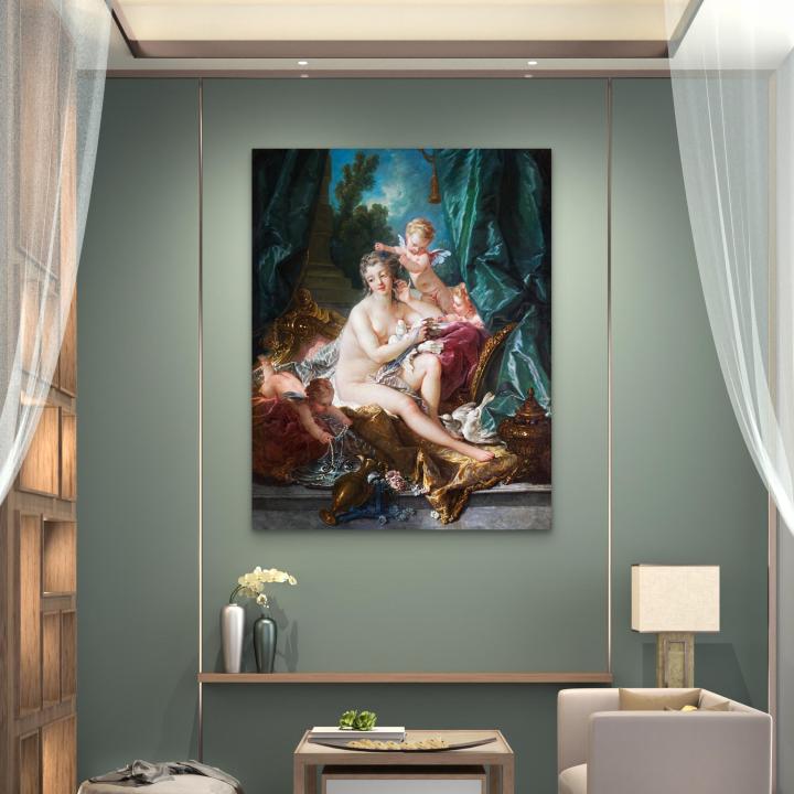 François Boucher Venus Consoling Love Tempered Glass Wall Art, Rococo Masterpiece Print