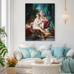 François Boucher Venus Consoling Love Tempered Glass Wall Art, Rococo Masterpiece Print
