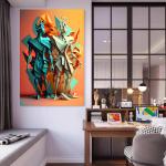 Abstract Couple Tempered Glass Wall Art, Modern Figures Decor