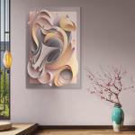 Modern Abstract Tempered Glass Wall Art, Minimalist 3D Layered Paper Style Glass Printing