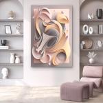 Modern Abstract Tempered Glass Wall Art, Minimalist 3D Layered Paper Style Glass Printing