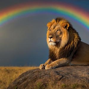 Majestic Lion Rainbow Tempered Glass Wall Art, King Jungle Decor