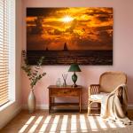 Tempered Glass Wall Art, Sunset Sailing Ship Ocean Decor,Large
