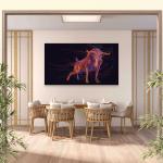 Tempered Glass Wall Art, Charging Bull Technology Decor, Modern Office Print