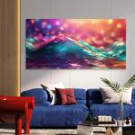 Abstract Colorful Waves Tempered Glass Wall Art, Vibrant Fluid Motion Glass Print