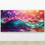 Abstract Colorful Waves Tempered Glass Wall Art, Vibrant Fluid Motion Glass Print