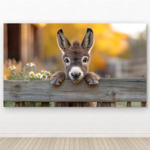 Baby Donkey Tempered Glass Wall Art, Farm Animal Print, Rustic Farmhouse Decor
