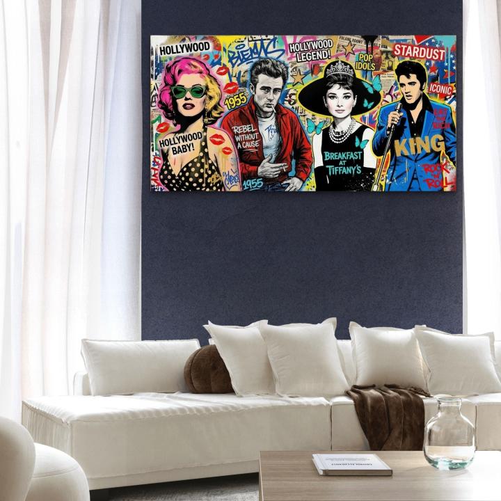 Hollywood Legends Glass Art, Marilyn Monroe Elvis Audrey James Pop Art Print