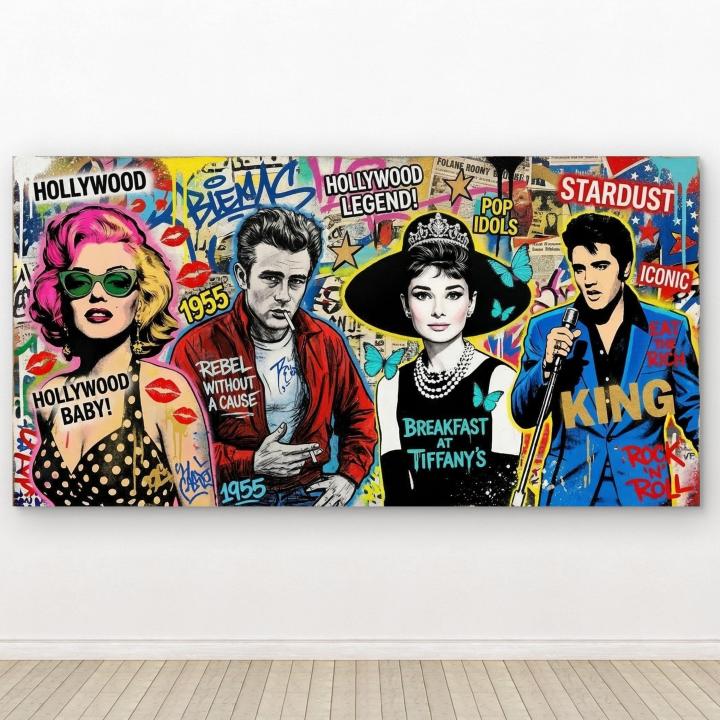 Hollywood Legends Glass Art, Marilyn Monroe Elvis Audrey James Pop Art Print