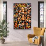 Old School Hollywood Icons Tempered Glass Wall Art,Retro Cinema Glass Print
