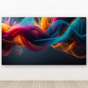 Large Tempered Glass Art - Neon Colored Fluid Smoke Abstract - Modern Statement Wall Decor