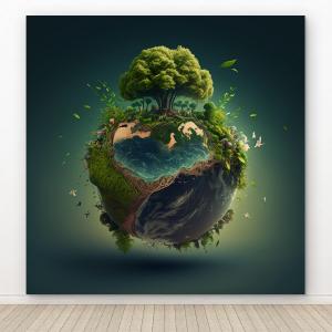 Modern Home Decor Ultra HD Eco Globe Tempered Glass Panel  Environmental Statement Piece