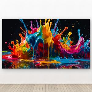 Modern Decor: Dynamic Neon Color Splash Tempered Glass Wall Art - Abstract Fluidity