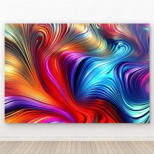 Large Vivid Fluid Waves Tempered GlassArt,Neon Colored Abstract Wall Decor,Dynamic Swirl Print