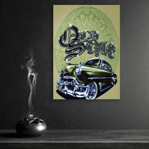 Tempered Glass Lowrider Wall Art, Classic Car Chicano Style Home Decor