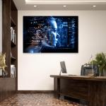AI Artificial Intelligence Tempered Glass Wall Art, Futuristic Cyber Woman Glass Decor, Large Cyberpunk