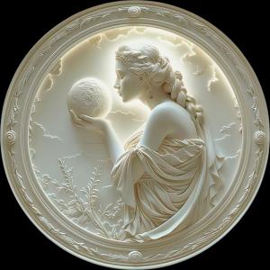 Moon Goddess Tempered Glass Wall Art, Embossed Female Figure, 3D Relief.