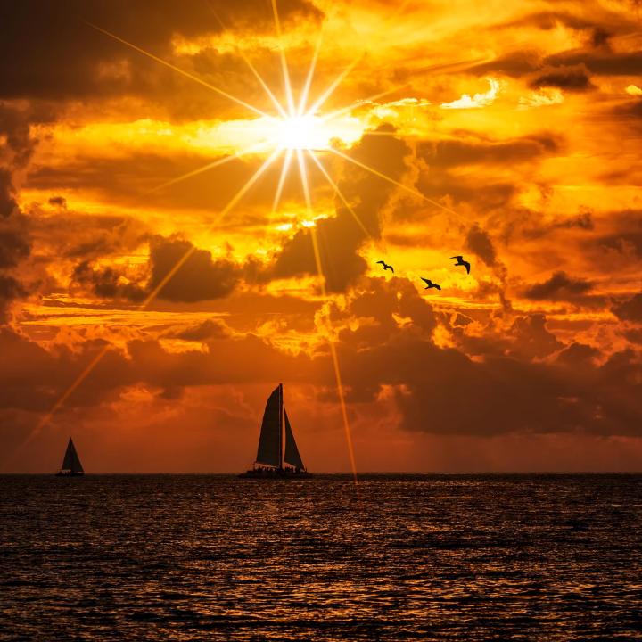 Tempered Glass Wall Art, Sunset Sailing Ship Ocean Decor,Large