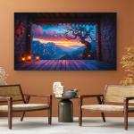 Tempered Glass Wall Art, Sunset Mountain View, Mystic Tree Landscape, Large Glass Printing