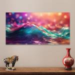 Abstract Colorful Waves Tempered Glass Wall Art, Vibrant Fluid Motion Glass Print