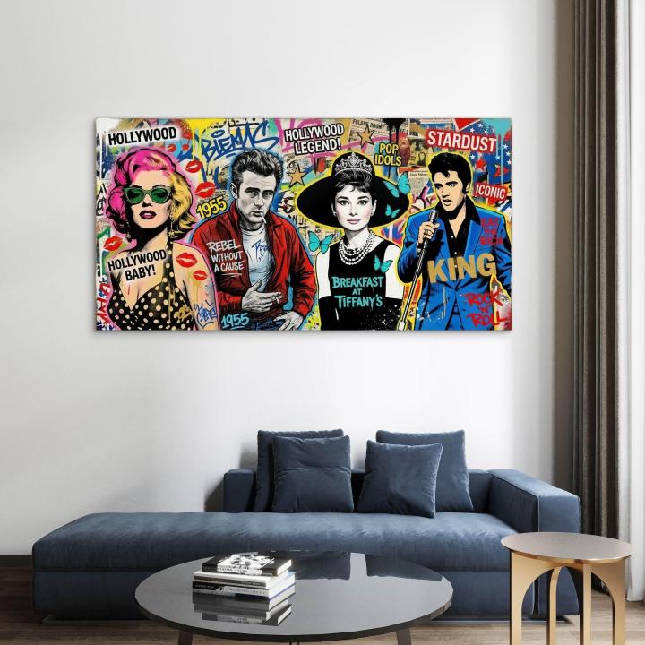 Hollywood Legends Glass Art, Marilyn Monroe Elvis Audrey James Pop Art Print