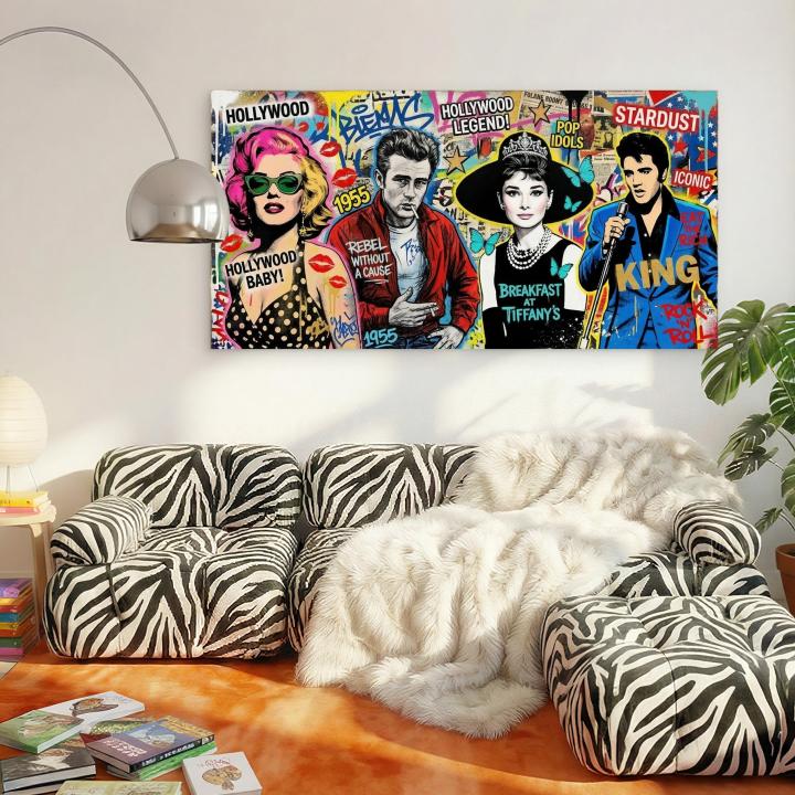 Hollywood Legends Glass Art, Marilyn Monroe Elvis Audrey James Pop Art Print