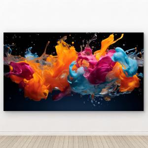 Abstract Color Splash Glass Wall Art,Vibrant Liquid Motion Design