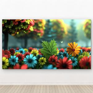 Modern Home Decor: Cheerful and Colorful Flower Garden Tempered Glass Wall Art