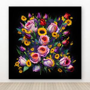 Magnificent Floral Bouquet Tempered Glass Wall Art - Large Size,Home & Office Decor