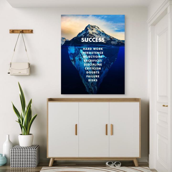 Tempered Glass Success Iceberg Motivational Office Print, Entrepreneurial Decor