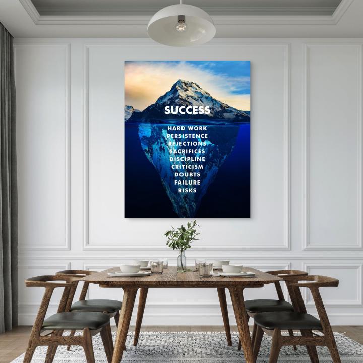 Tempered Glass Success Iceberg Motivational Office Print, Entrepreneurial Decor