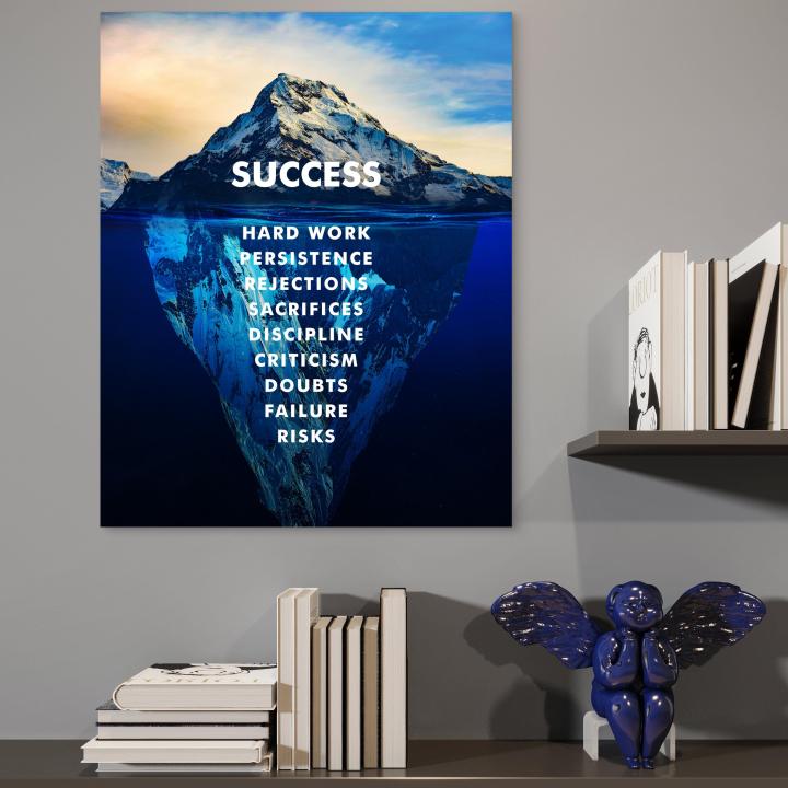 Tempered Glass Success Iceberg Motivational Office Print, Entrepreneurial Decor