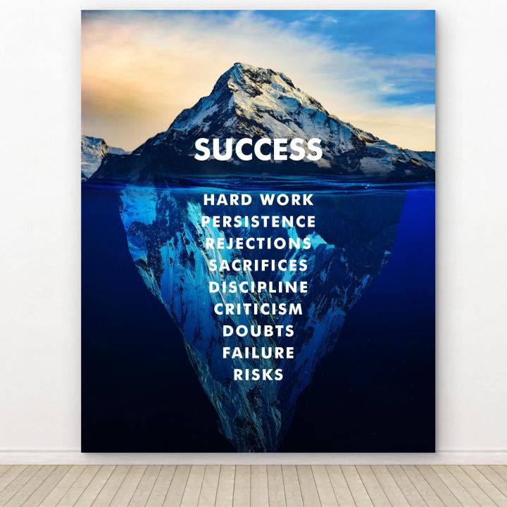 Tempered Glass Success Iceberg Motivational Office Print, Entrepreneurial Decor