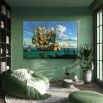 Surrealist Butterfly Ship Glass Wall Art, Dali Style Ocean Sailboat Decor Tempered Glass
