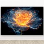 Neon Rose Tempered Glass Wall Art, Abstract Fire and Ice Effect.