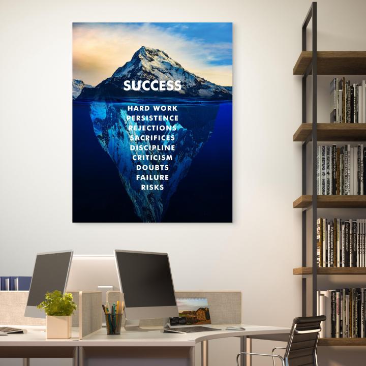 Tempered Glass Success Iceberg Motivational Office Print, Entrepreneurial Decor