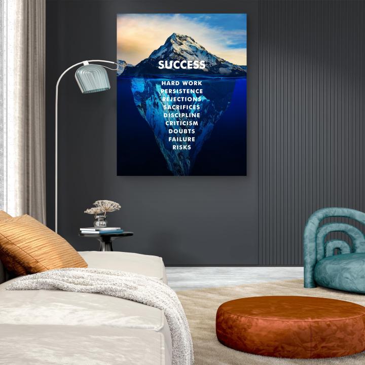 Tempered Glass Success Iceberg Motivational Office Print, Entrepreneurial Decor