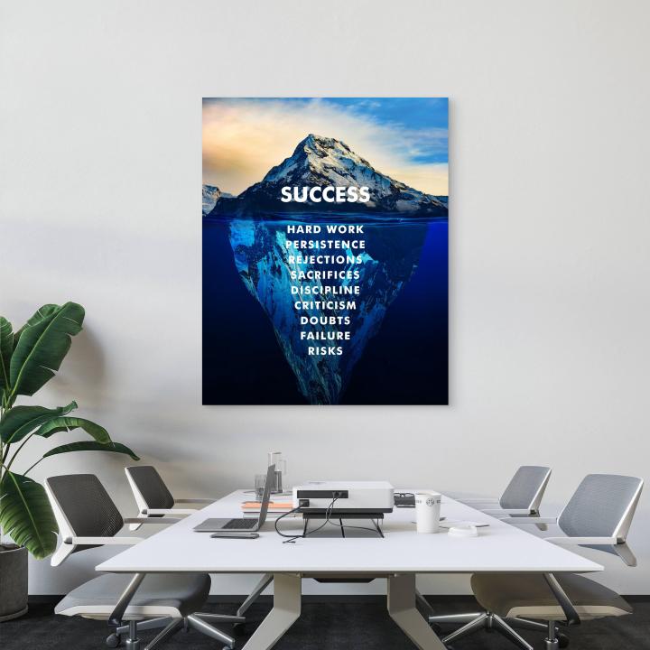 Tempered Glass Success Iceberg Motivational Office Print, Entrepreneurial Decor