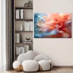 Soft Floral Tempered Glass Wall Art, Peach Blue Macro Petals Decor