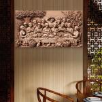 Thanksgiving Family Harvest Glass Wall Art, 3D Wood Carving Illusion Print, Farmhouse Dining Decor
