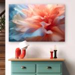 Soft Floral Tempered Glass Wall Art, Peach Blue Macro Petals Decor