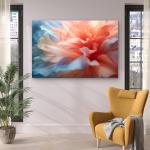 Soft Floral Tempered Glass Wall Art, Peach Blue Macro Petals Decor