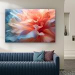 Soft Floral Tempered Glass Wall Art, Peach Blue Macro Petals Decor