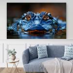 Crocodile Tempered Glass Wall Art, Realistic Alligator Eye Glass Print, Wild Animal Photography
