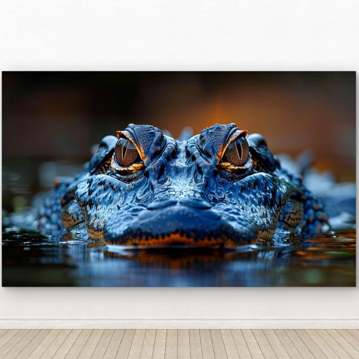 Crocodile Tempered Glass Wall Art, Realistic Alligator Eye Glass Print, Wild Animal Photography
