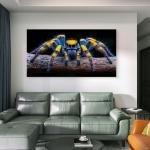 Jumping Spider Tempered Glass Wall Art, Macro Insect Portrait, Blue Orange Fangs